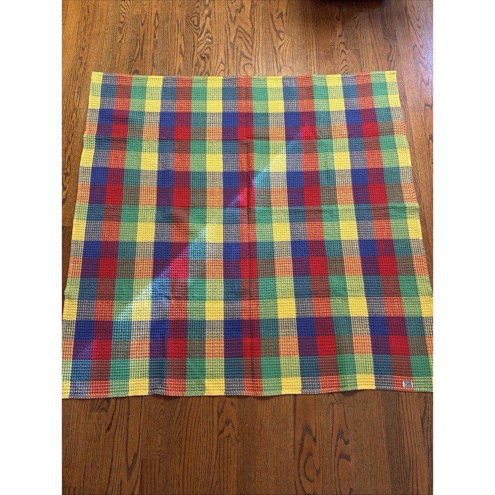 1989 Vintage/‎ Retro Waffle Weave Square Table Cloth 100% Cotton Handmade